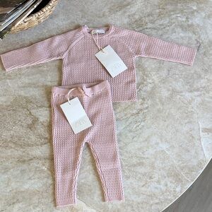 Zara Pale Pink Knit Top & Legging Set